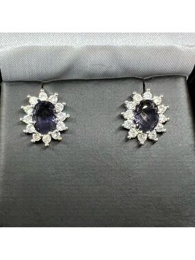 NIB S925 Stamped Silver Amethyst & Zircon Earrings